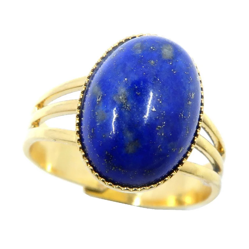 Lapis Ring Starry Night Blue Gold Adjustable