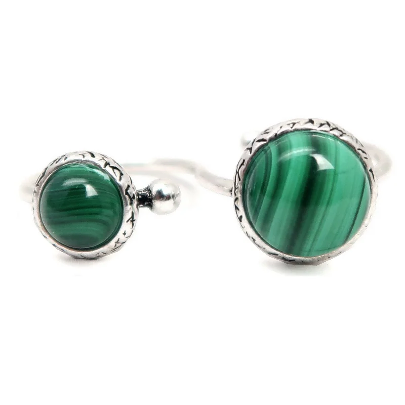 Malachite Ring Green Gem Double Knuckle Duster