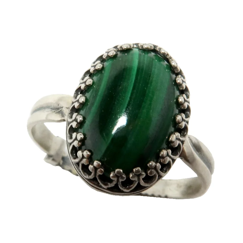 Malachite Ring Green Grace Sterling Silver Adjustable