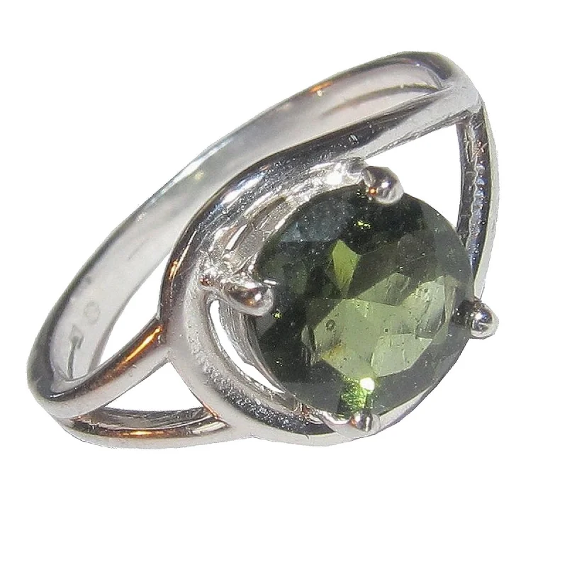 Moldavite Ring Saturn's Love Story Gem Sterling Silver