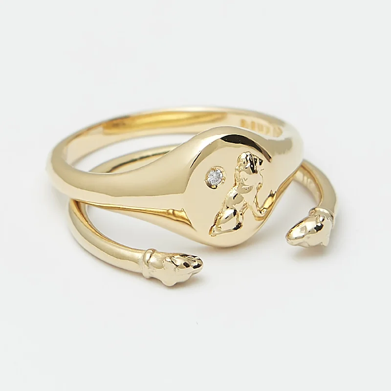 Moonshine Signet Ring Stack in Gold