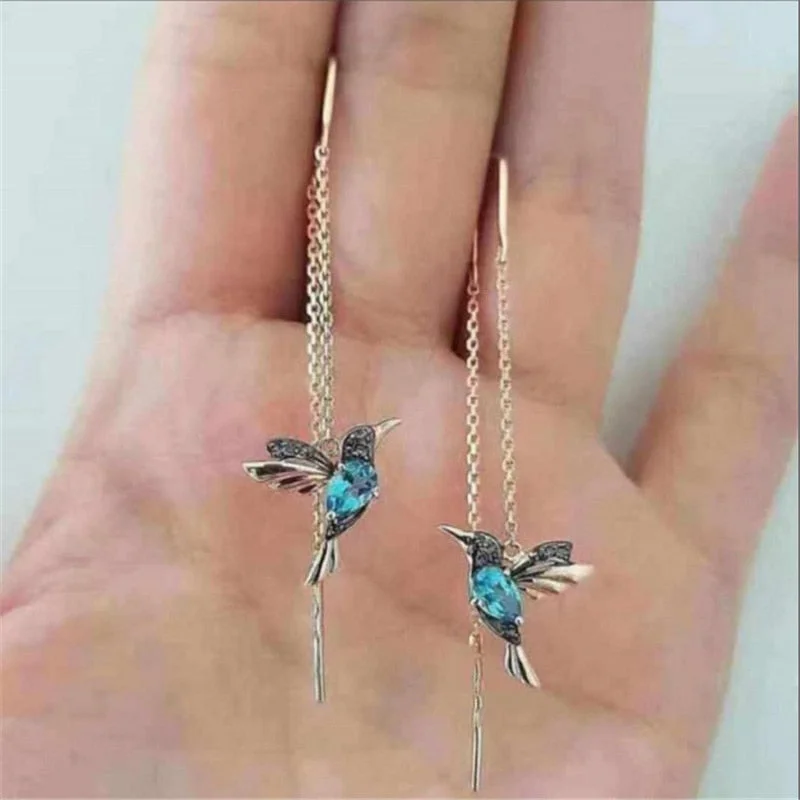 Birds Dangle Earring | Drop Dangle Earring | Chain Drop Earring | Elegant Bird Stud Earring | Little Bird Drop Earring | Tassle Drop Earring