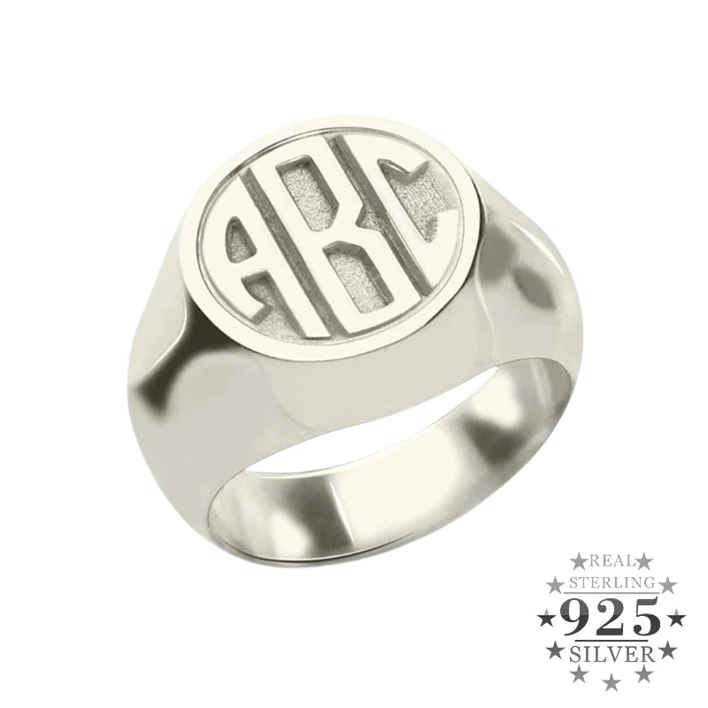 Personalized Engraved Monogram Initial Rings Men Women Customized Jewelry Letter 925 Silver Custom Ring Gifts