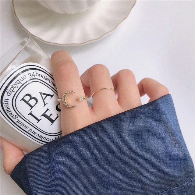 Punk Metal Geometry Circular Punk Rings Set Opening Index Finger Accessories Buckle Joint Tail Ring for Women Jewelry Gifts