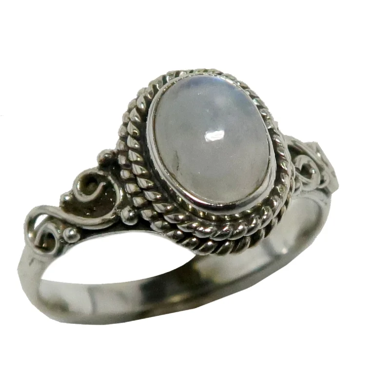 Rainbow Moonstone Ring Goddess Diana Gem Sterling Silver