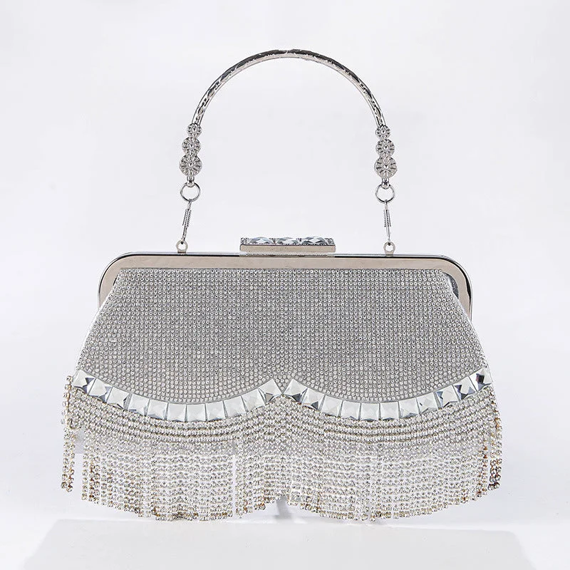 Rhinestone fringe evening bag 788222596906