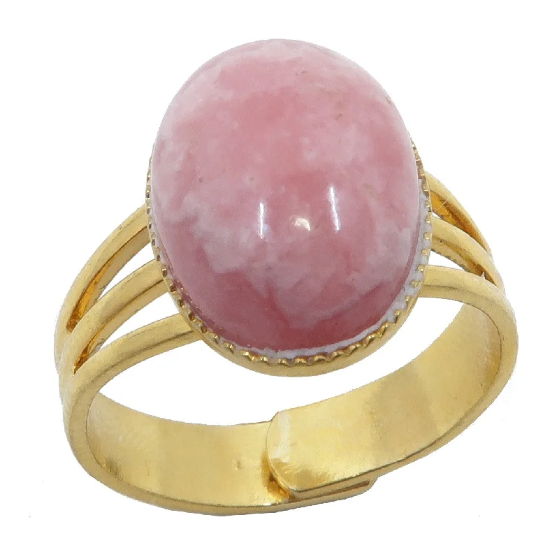 Rhodochrosite Ring Soulmates of Gold Adjustable