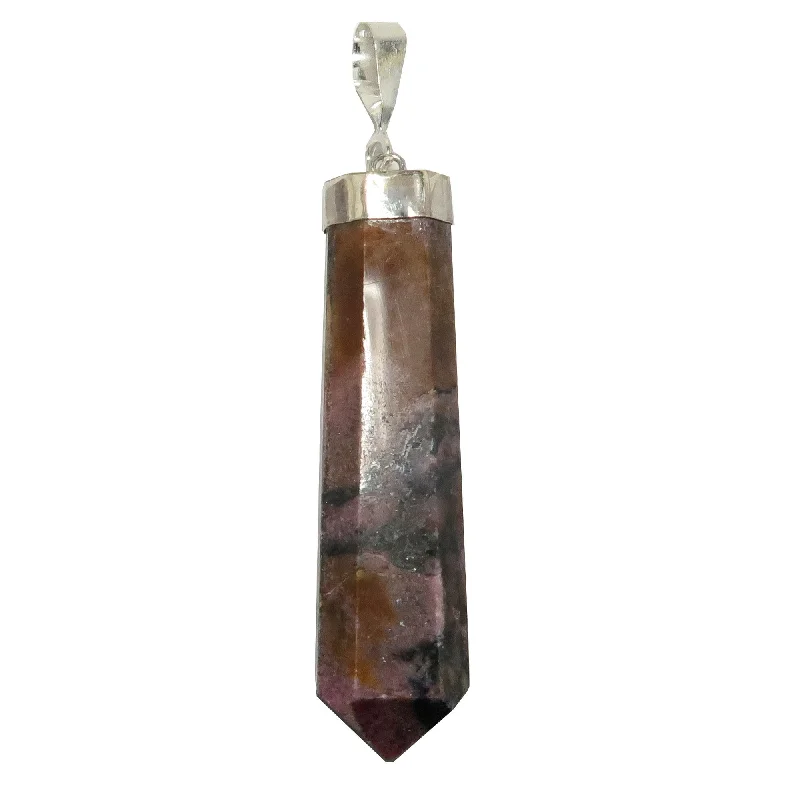 Rhodonite Pendant Pink Point Love Stone Sterling Silver