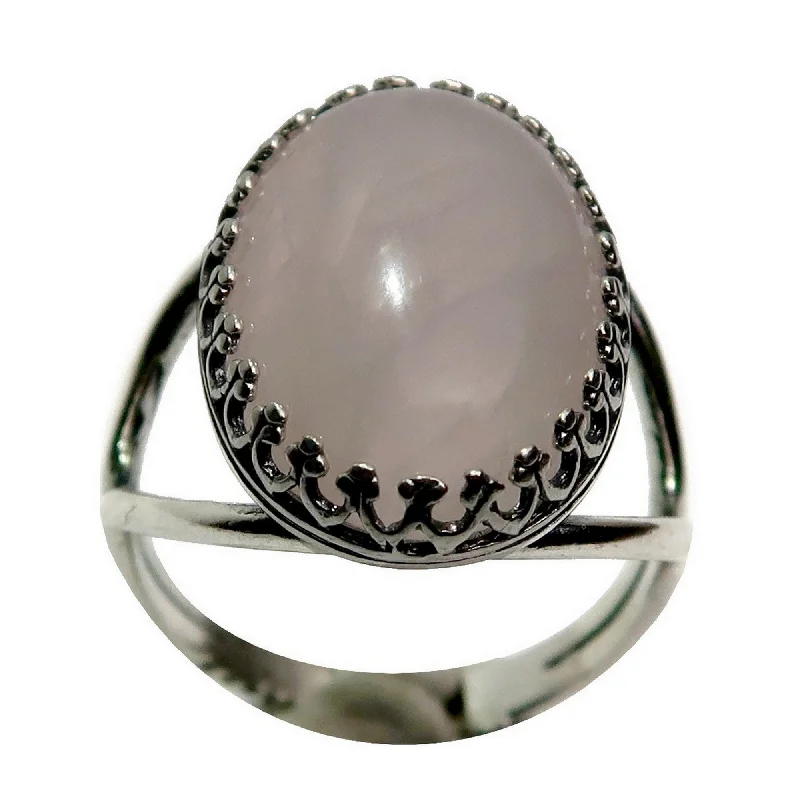 Rose Quartz Ring Beauty Sterling Silver Adjustable