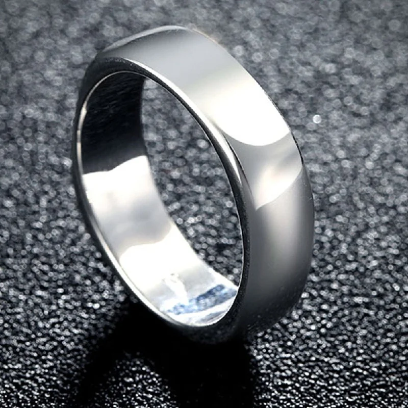 Silver 925 Rings  Simple Square Round Finger Rings For Women Men Silver Charm Jewelry