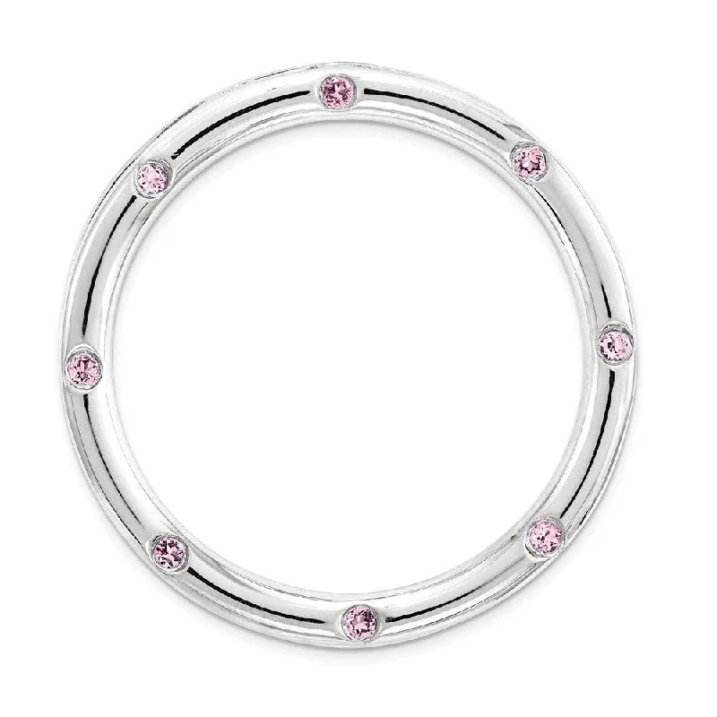 Sterling Silver Stack Exp Large Created Pink Sapphire Chain Slide