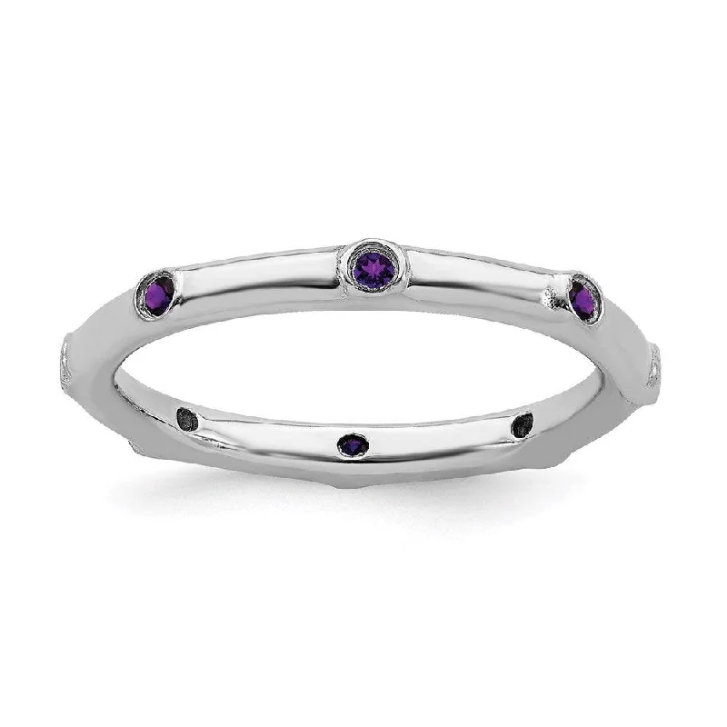 Sterling Silver Stackable Expressions Amethyst Ring