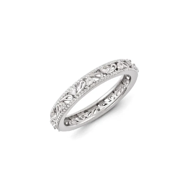 Sterling Silver Stackable Expressions Created White Sapphire Ring