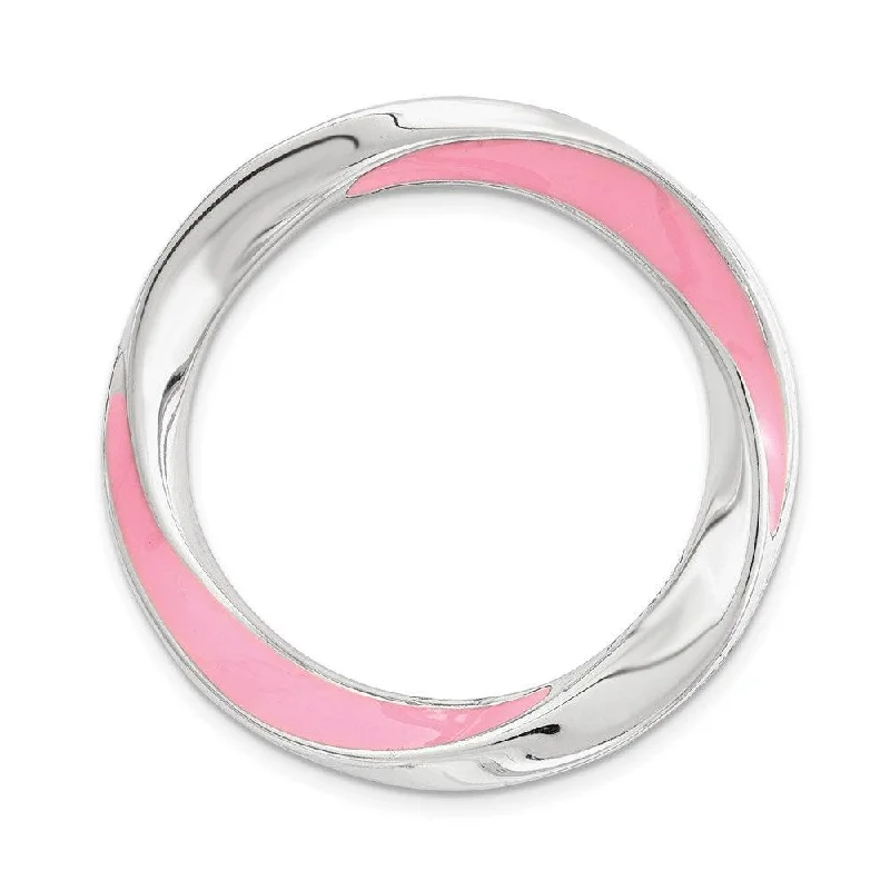 Sterling Silver Stackable Expressions Medium Pink Enameled Chain Slide