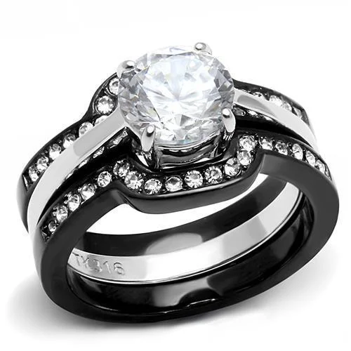 Women Stainless Steel Cubic Zirconia Rings TK3214