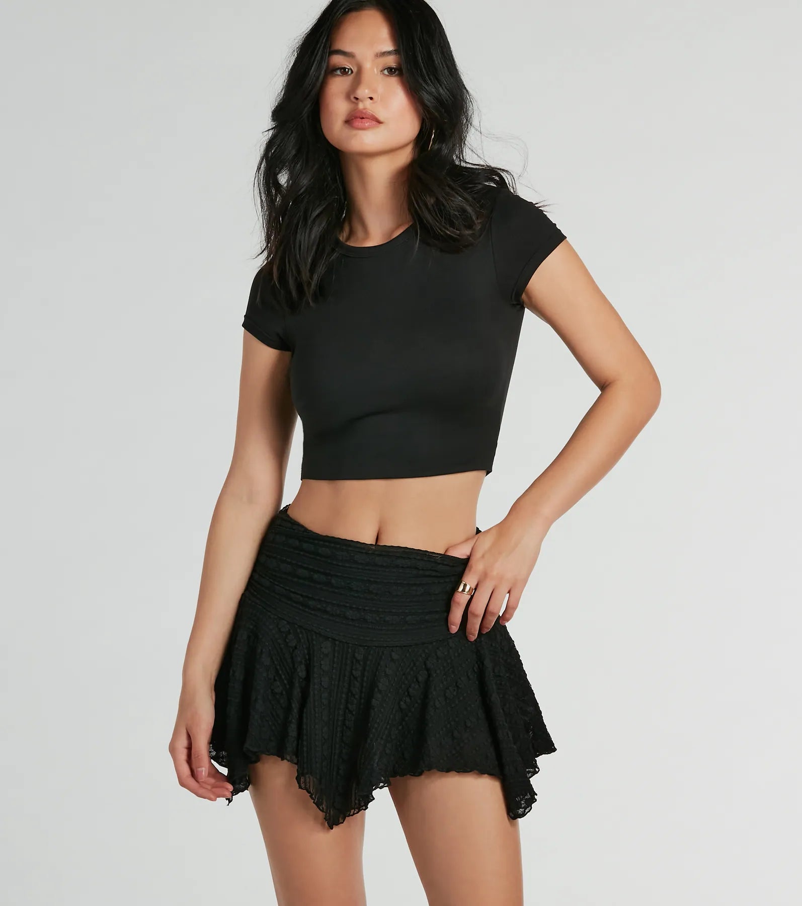 Alluring Flirt High-Rise Lace Mini Skort