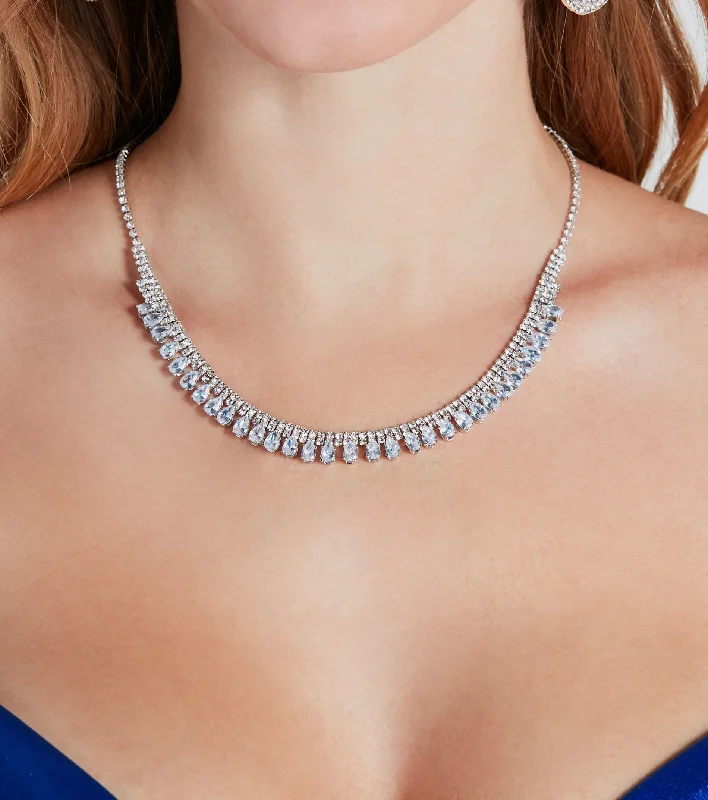 Time To Dazzle Rhinestone Dainty Fringe Necklace