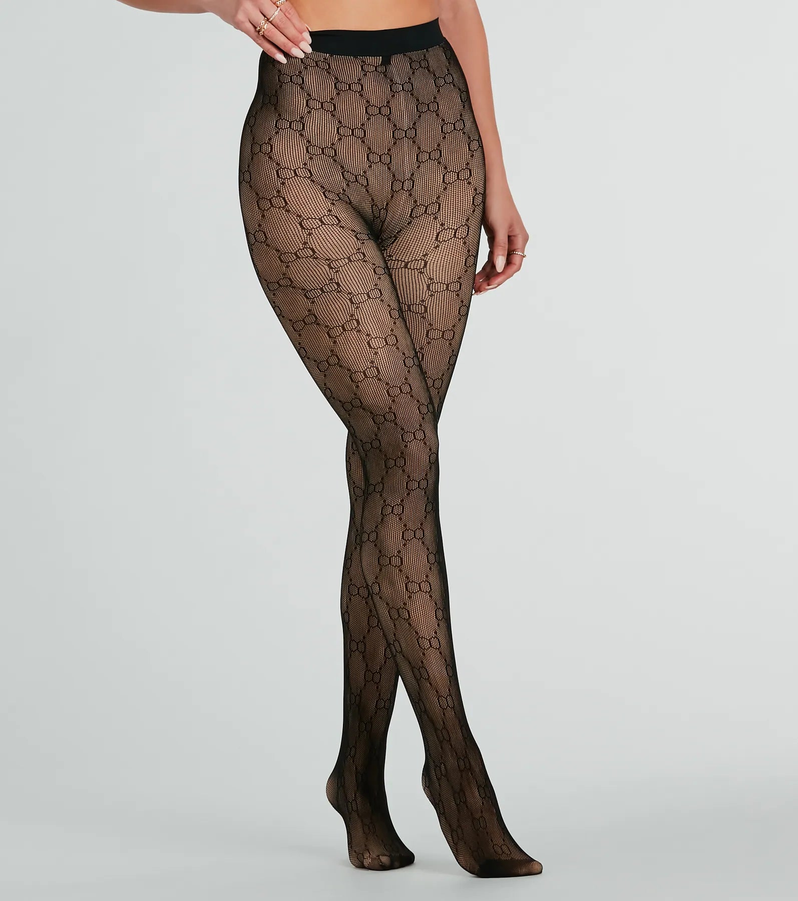 Trendy Allure Faux Sheer O-Ring Tights